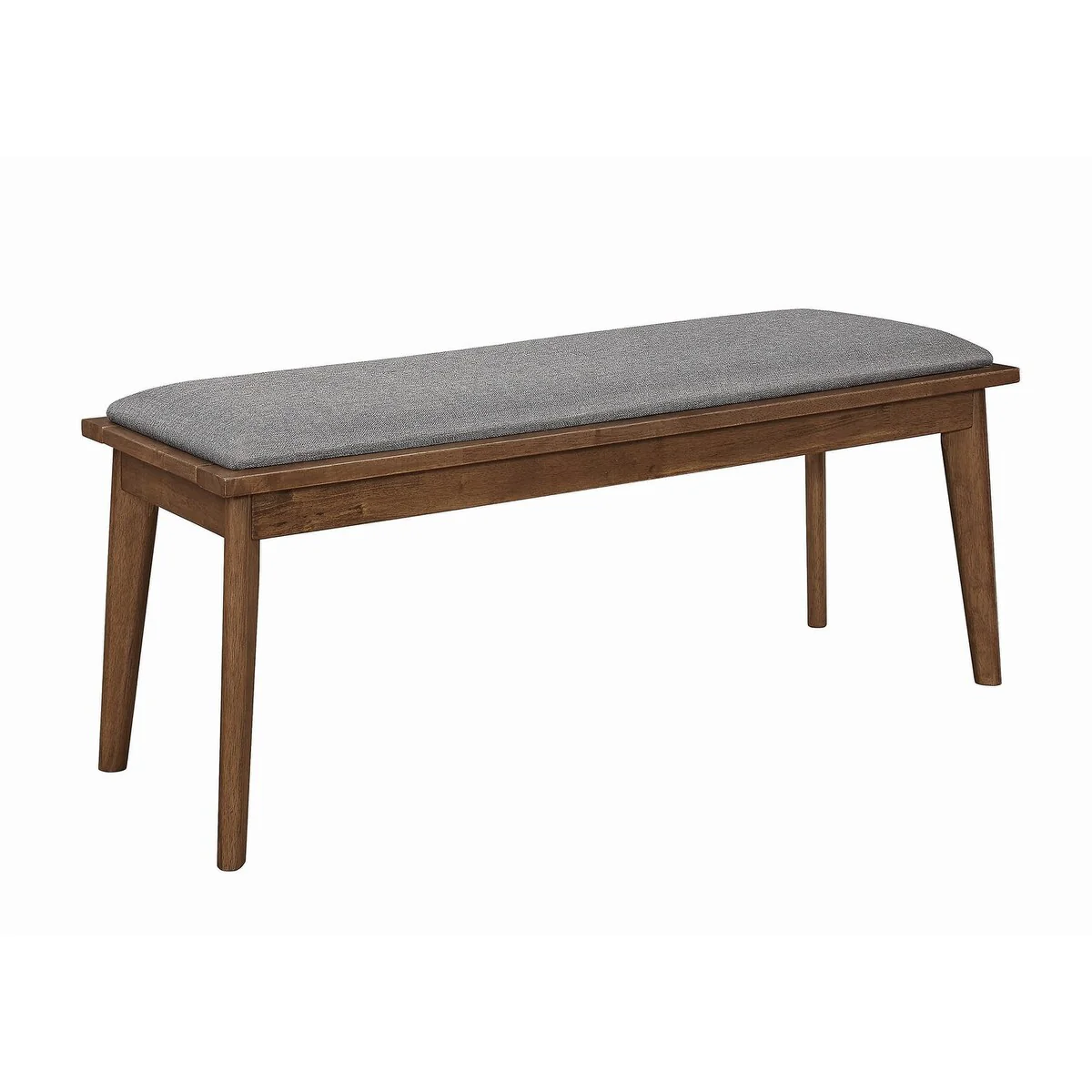 Grey Fabric Dining Bench - Stylish Wooden Seating with Chamfered Legs - 46 x 15.75 x 18.75