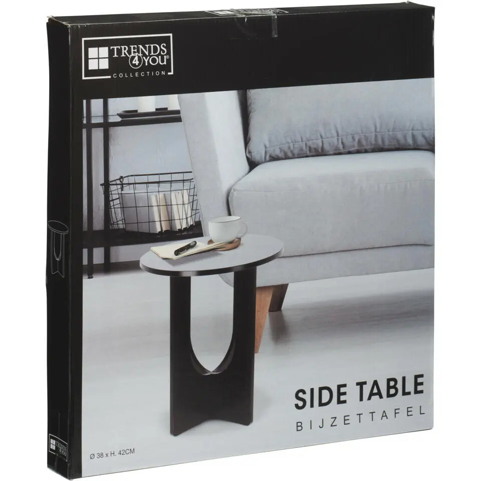 Home & Styling Bijzettafel Bari - zwart - D38x H42 cm - mdf hout