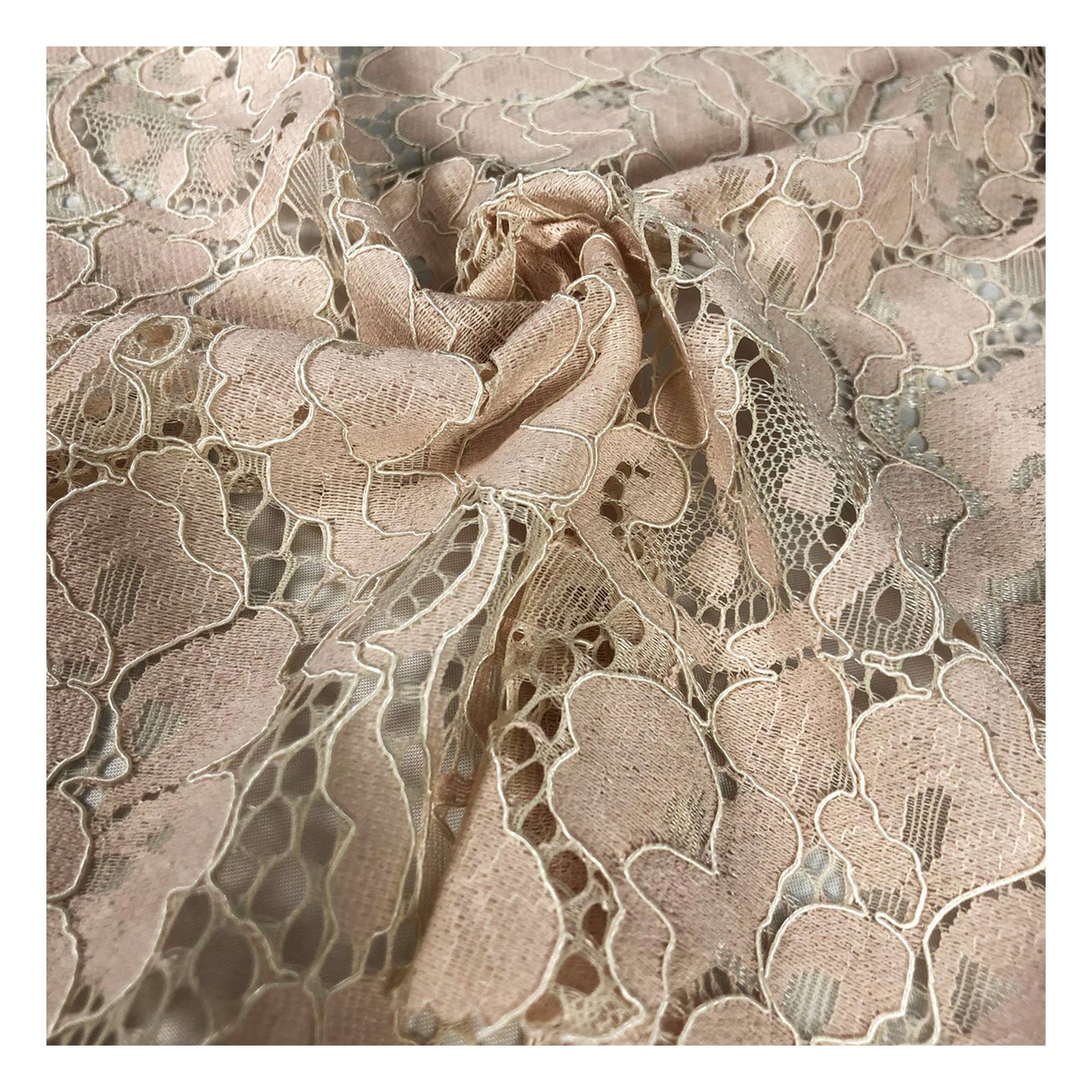 Cream Corded Floral Lace Fabric by the Metre