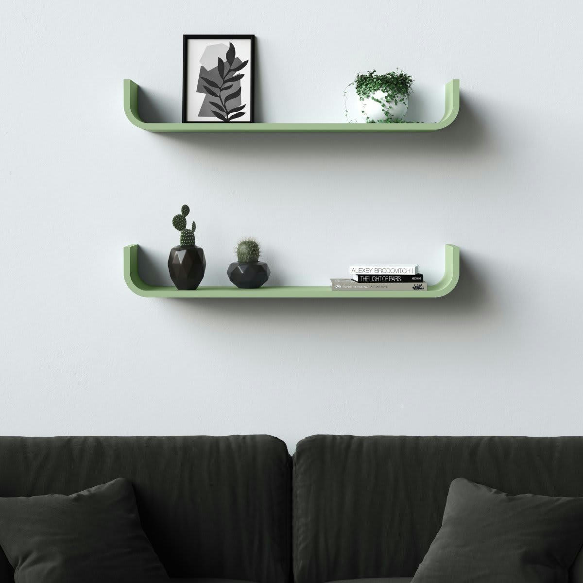 JULY - Étagère murale minimaliste 80cm en bois vert kaki