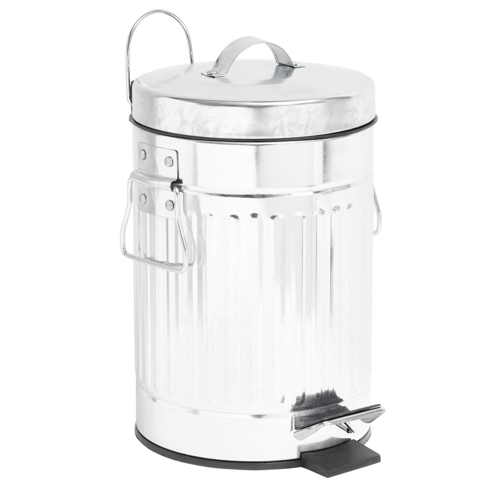 Poubelle en zinc gris avec pédale style rétro industriel Ø17xH28cm