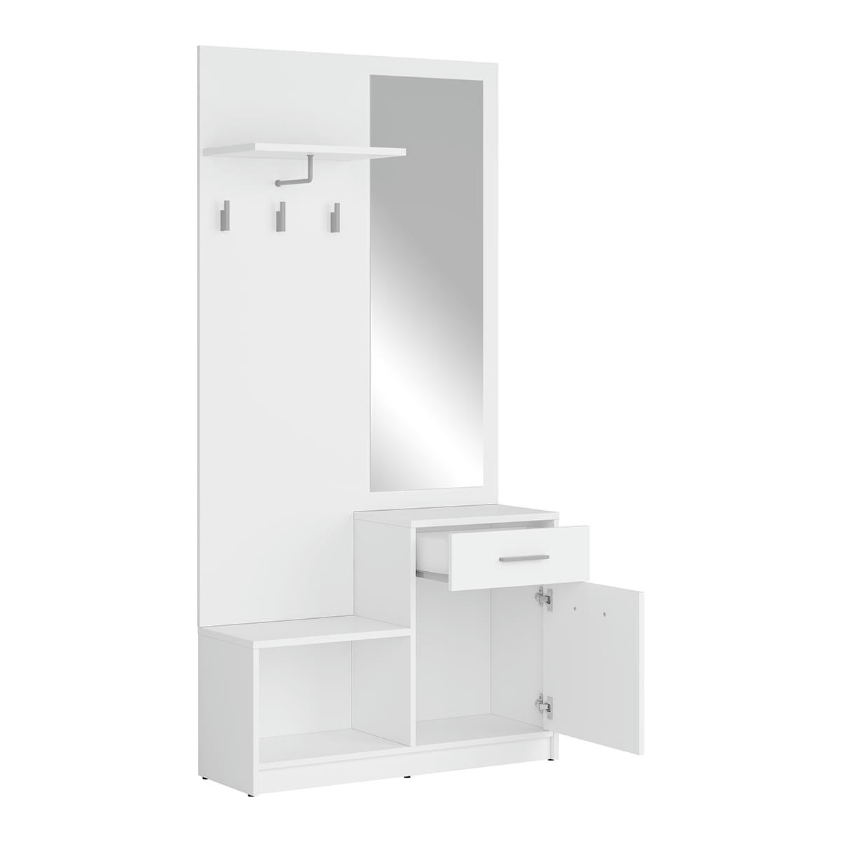 - Meuble entrée stratifiés naturel et blanc