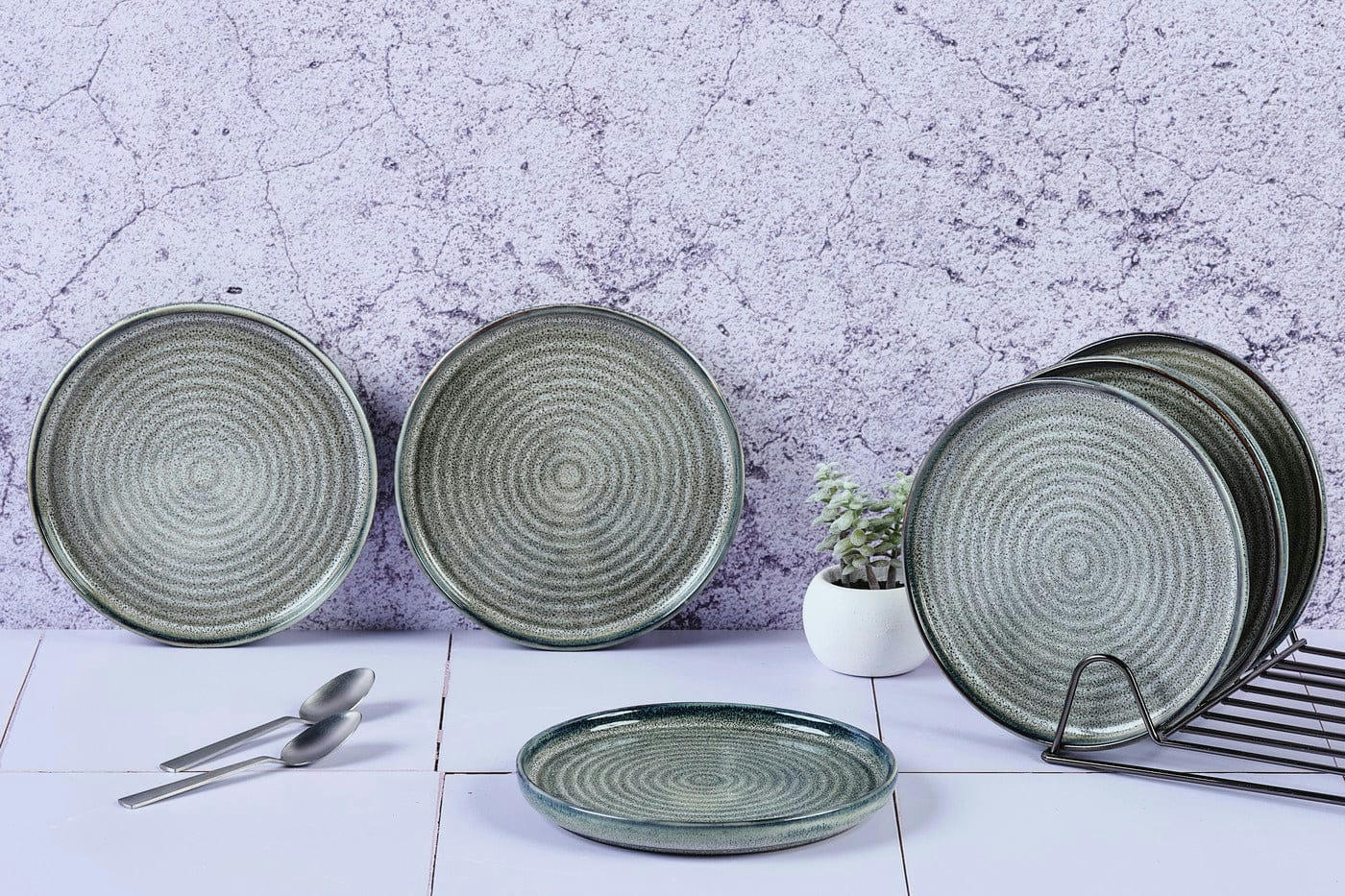 REACTIV - Lot de 6 petites assiettes en grès gris D17