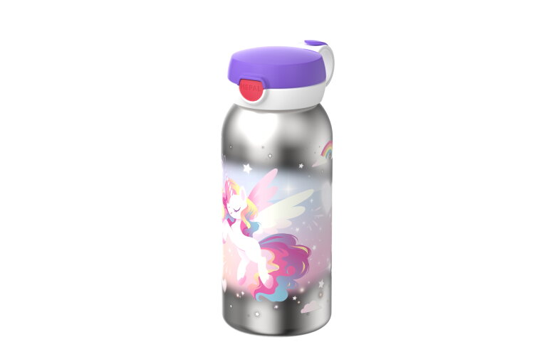 Campus RVS drinkfles met flipdop 600 ml - Unicorn Glow