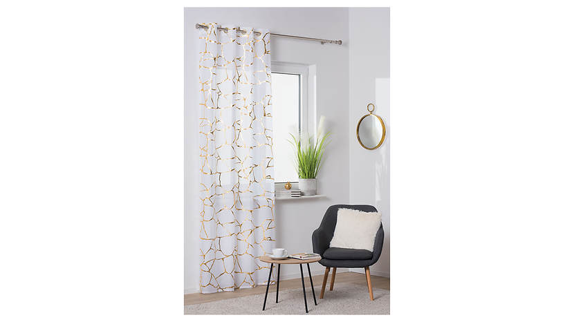 Firana Wuste kółka 140x260 cm biało-złota