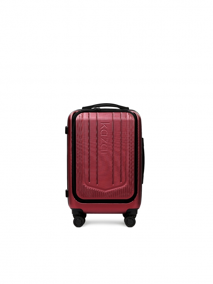 Maroon cabin bag on  double swivel wheels