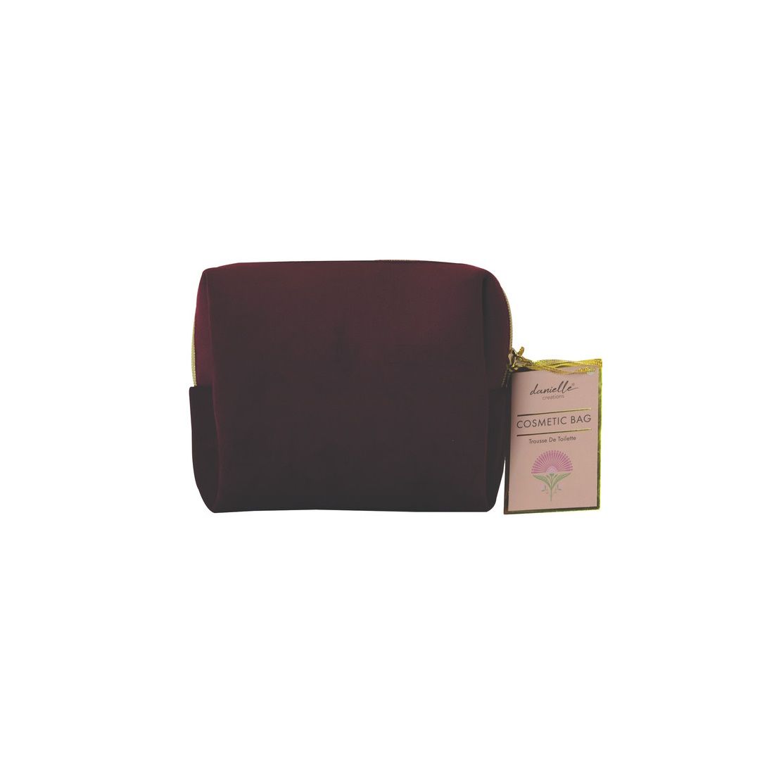 Danielle Creations Small Burgundy Floral Cosmetic Bag