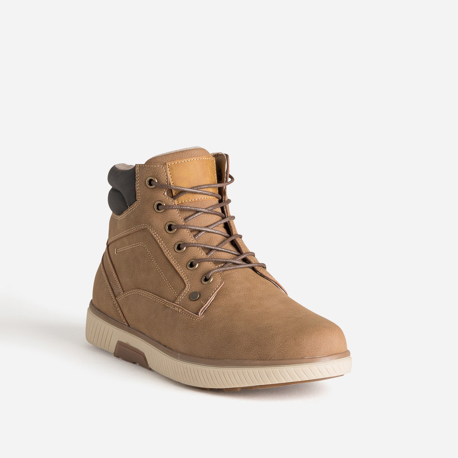 Boots à lacet beige foncé fourré