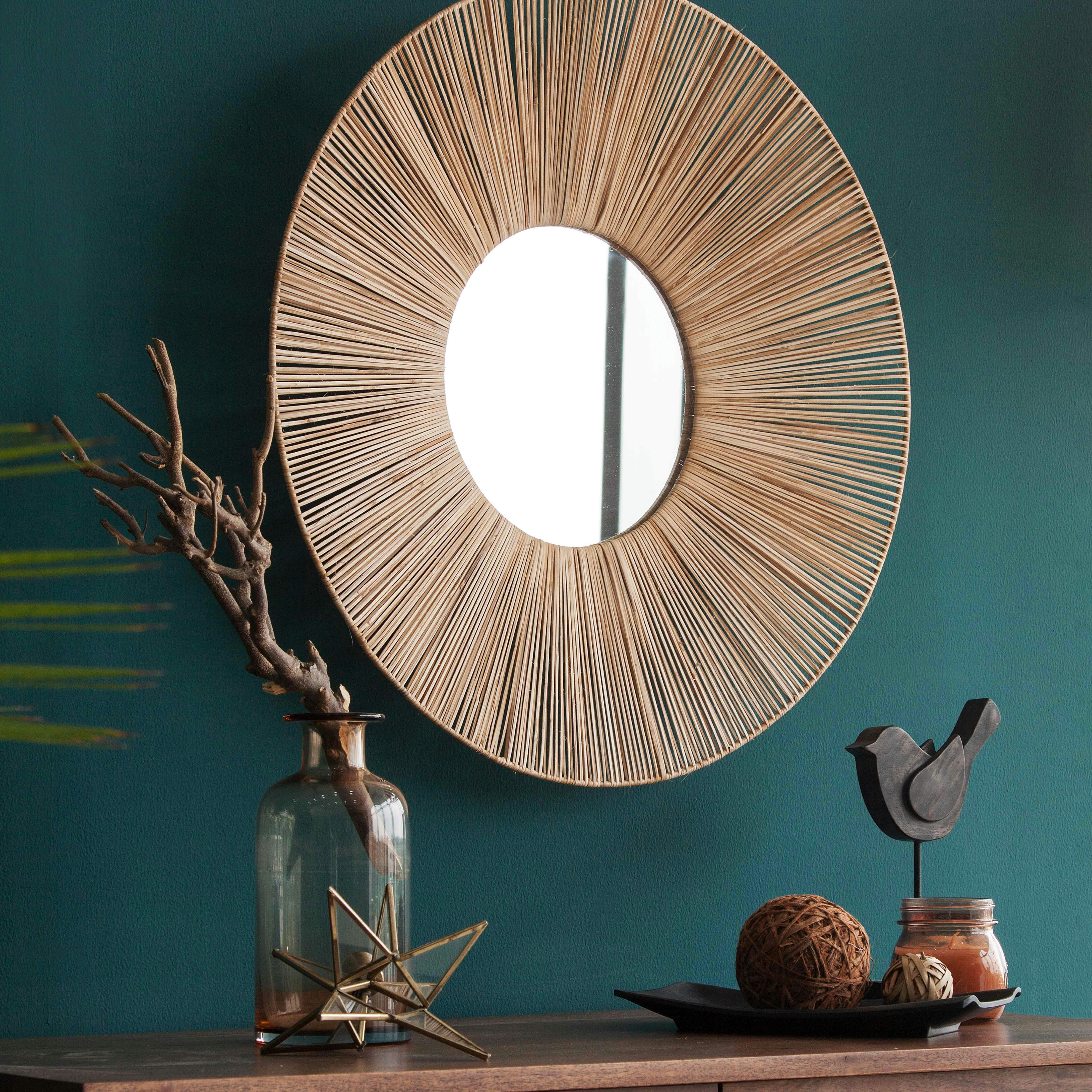 HORUN - Miroir en rotin naturel 60 cm