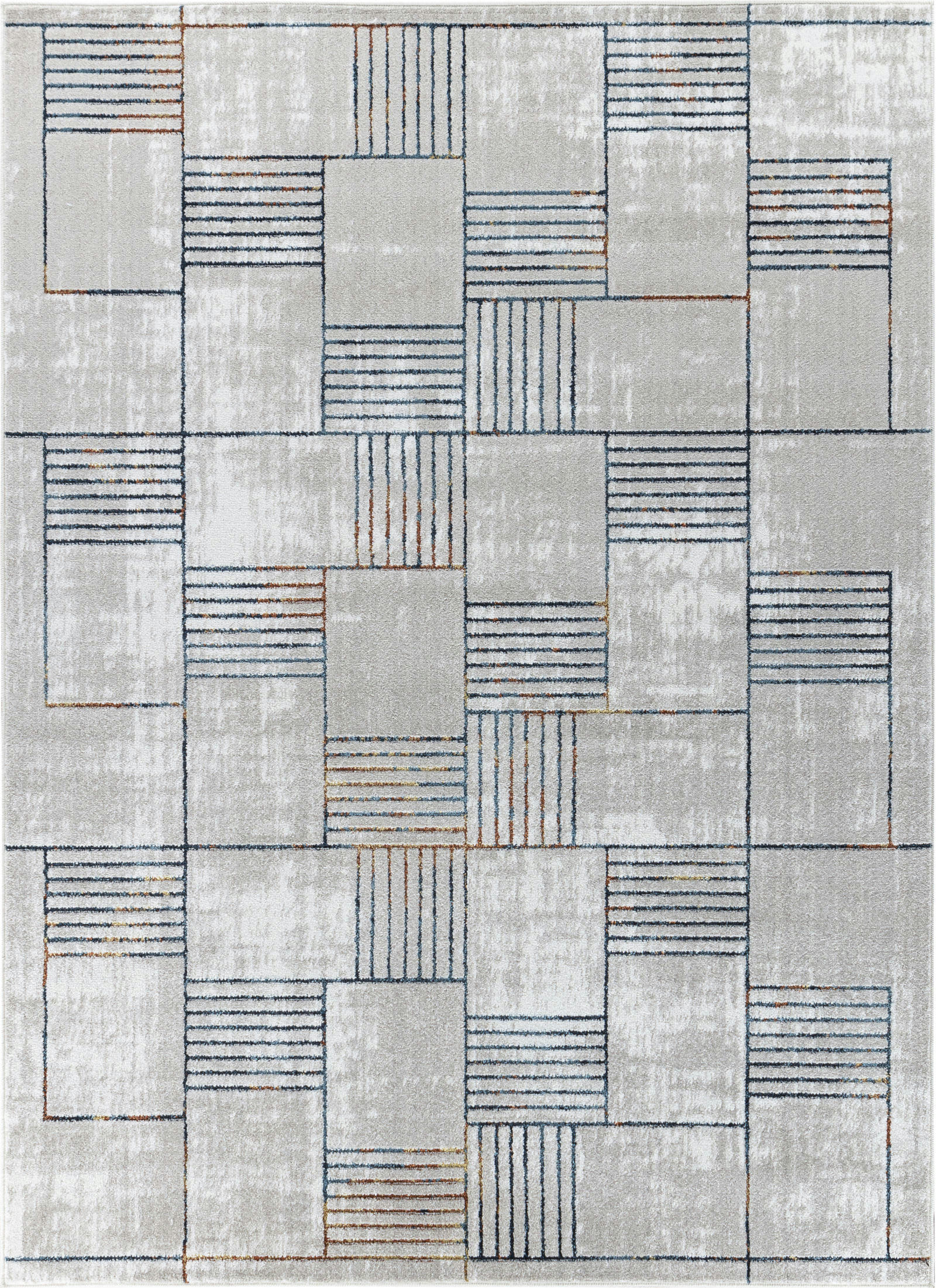 IVY - Tapis Scandinave Industriel Bleu/Orange 200x275