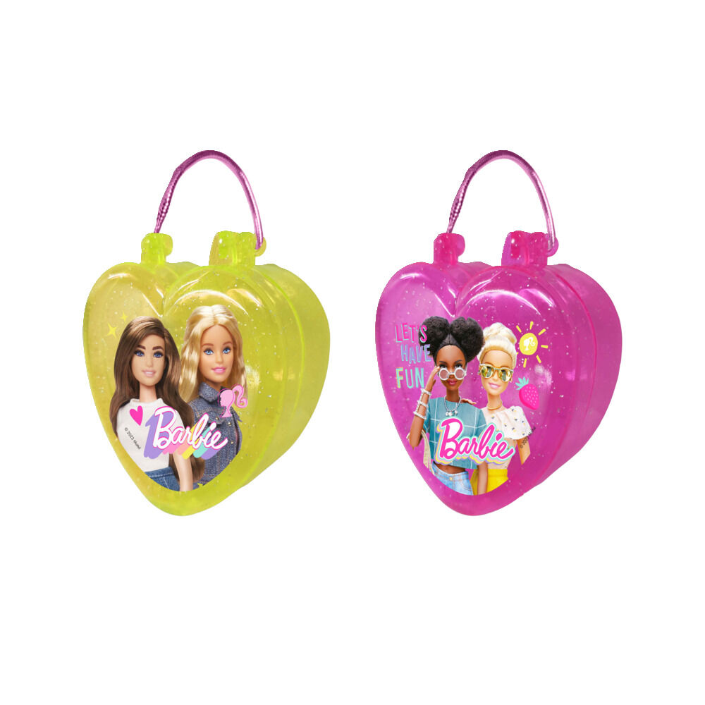 Bonbons et autocollants Barbie dans boÎte forme coeur 10g