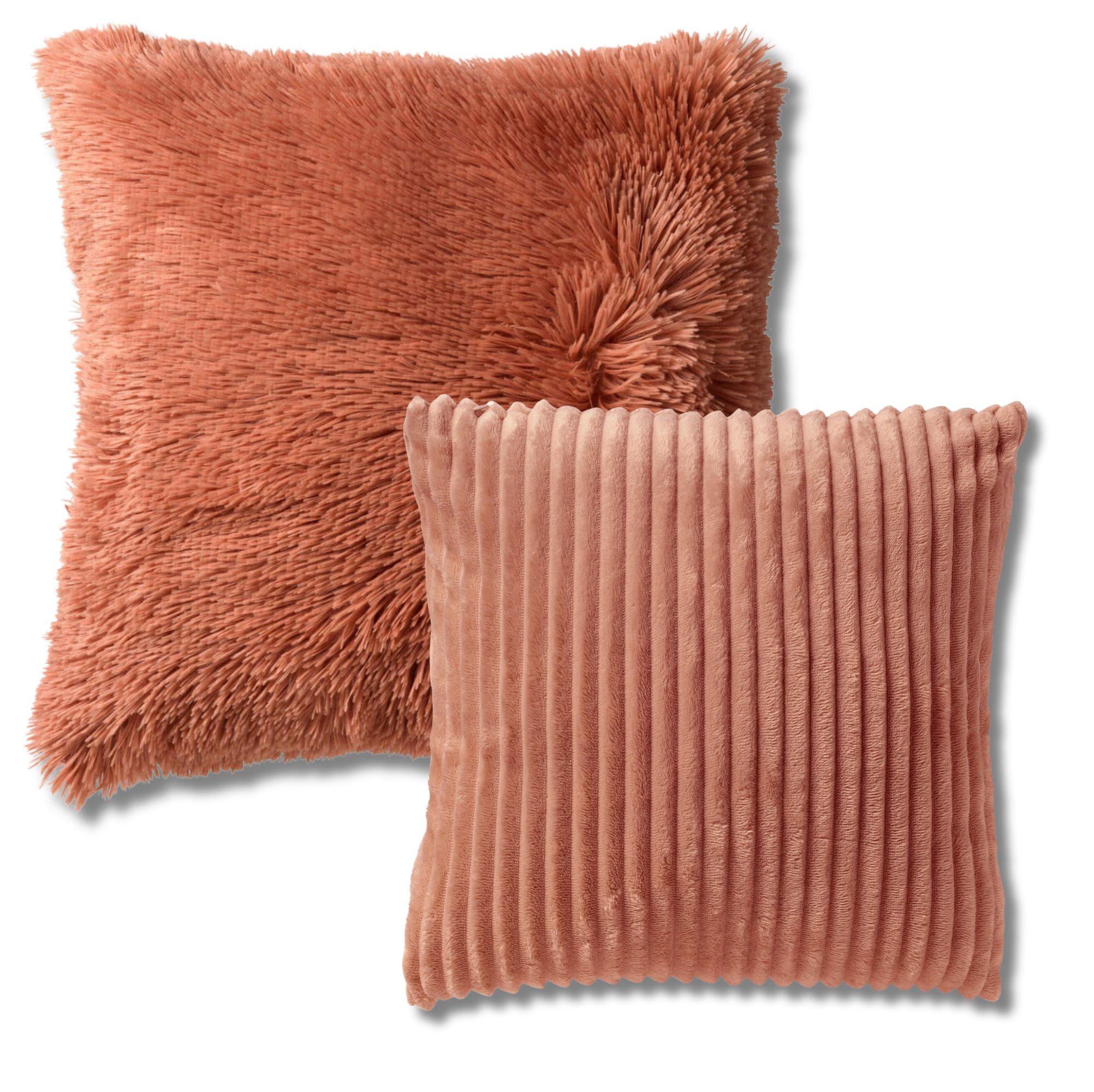 KUSSENSET - 2-delig - Cosy Layers - 60x60 cm, 45x45 cm - inclusief binnenkussens - roze