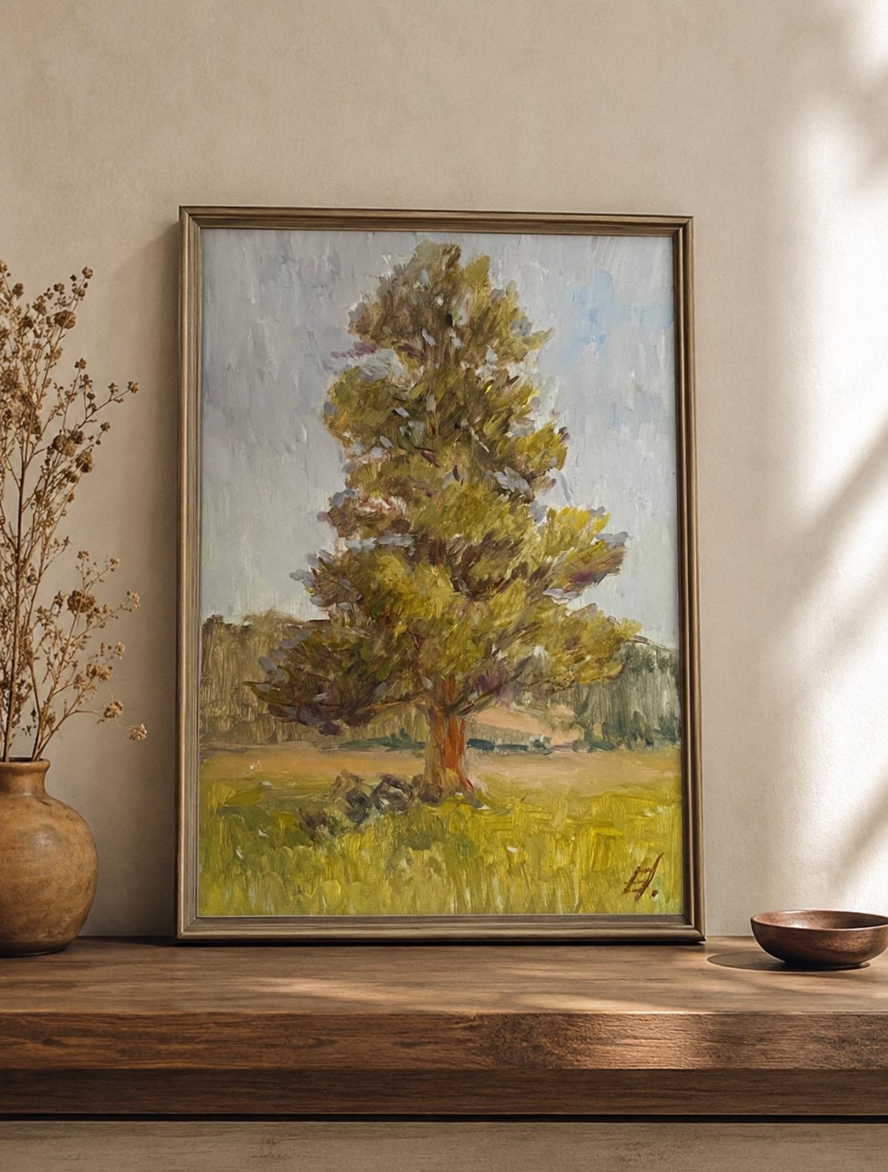 Pine Tree Oil Painting | Original Landscape Art | Impressionist Nature Painting | Small Countryside Wall Art