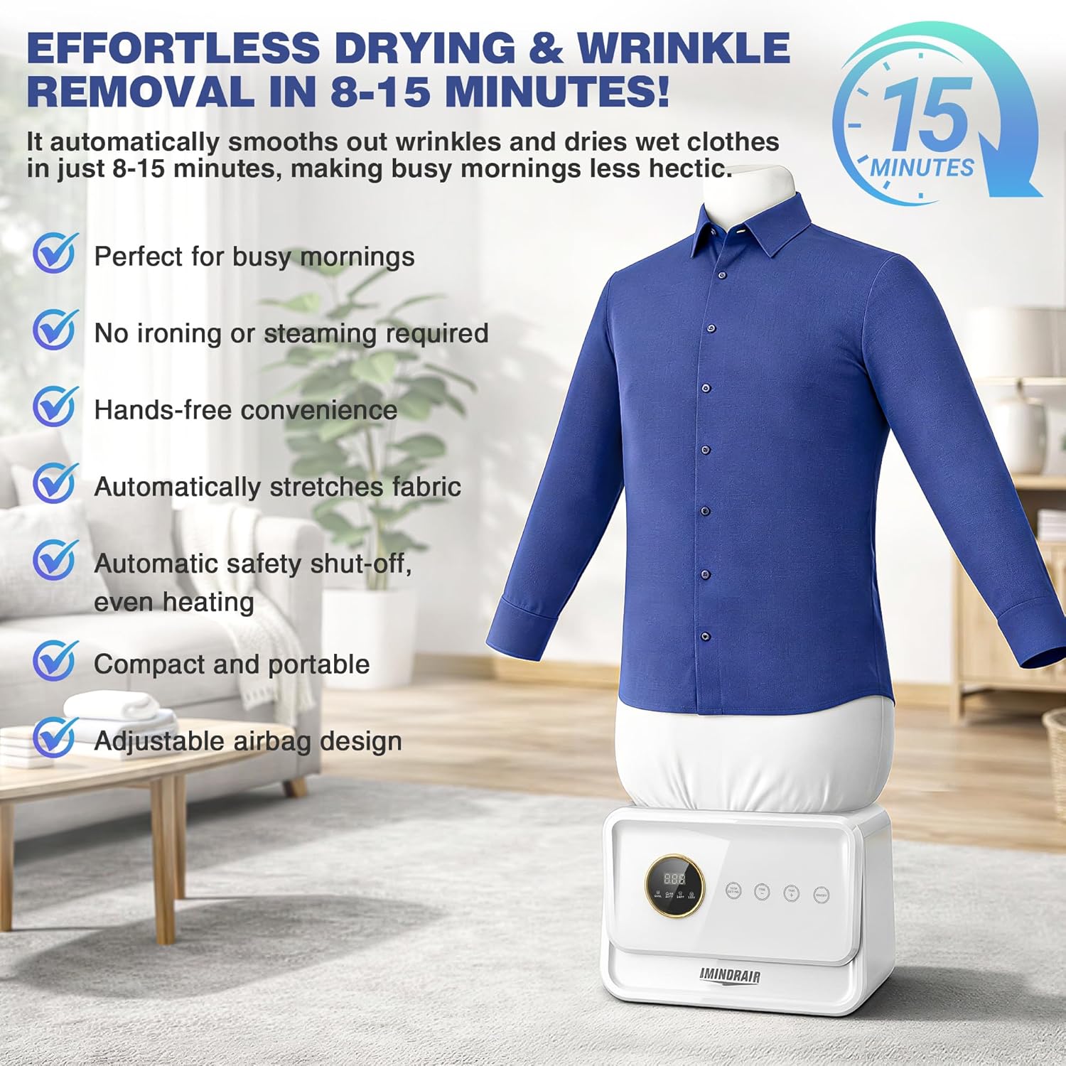 Automatic Ironing Machine, Portable Hands-Free Wrinkle Remover for Shirts & Pants, Gentle on All Fabrics, Ironing Machine Perfect for Apartments, Business Travel & Small Spaces
