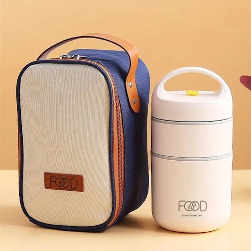 NNEOBA Stainless Steel Thermal Lunch Box with Insulated Bag