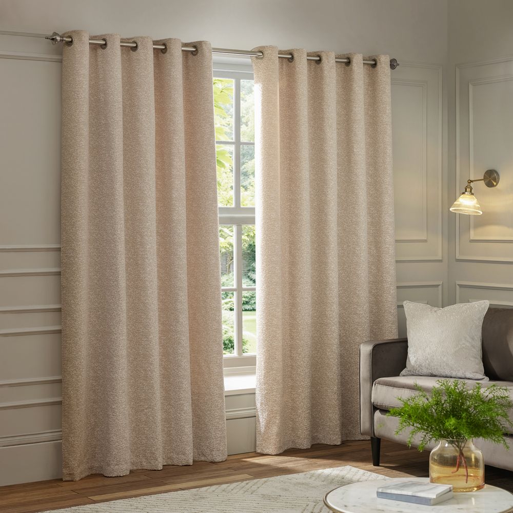 Paoletti Galaxy Velvet Chenille Eyelet Curtain Pair