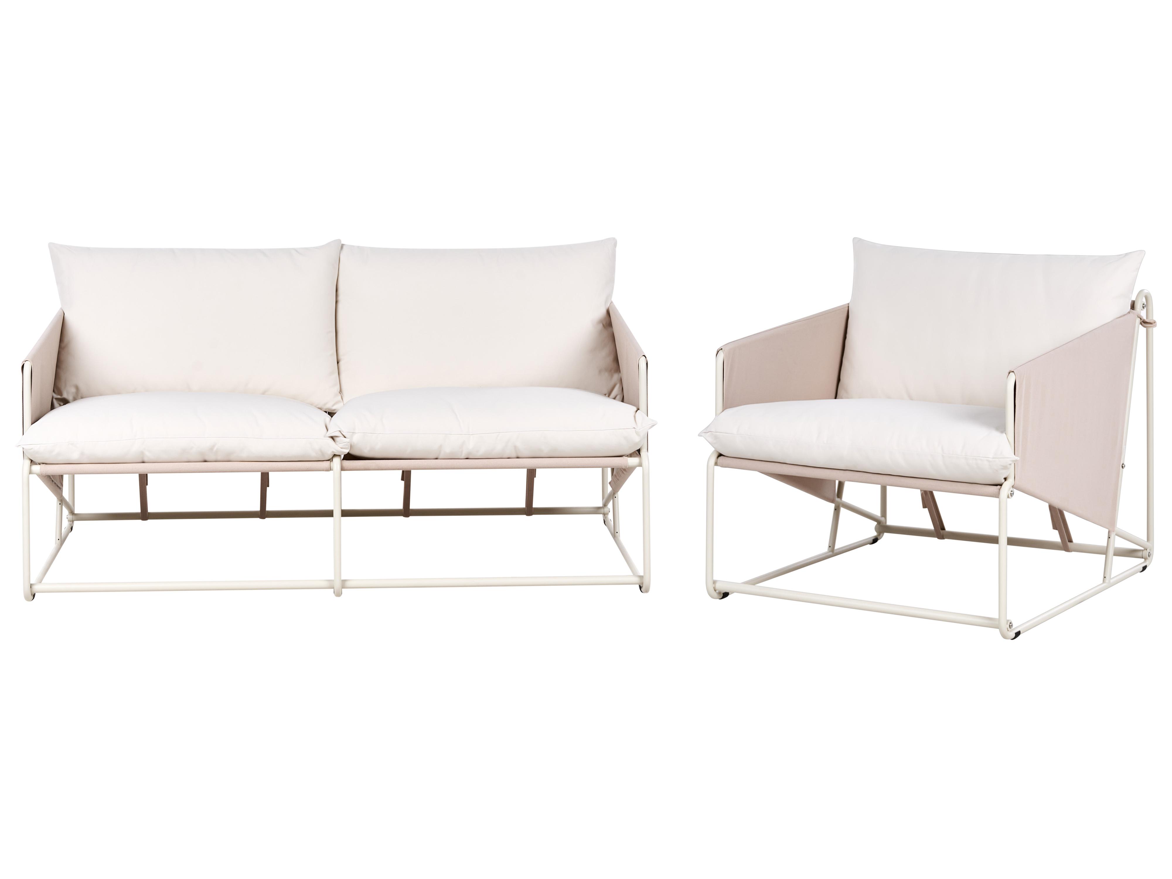 Garden Sofa Set 3 Seater PONTE Metal Light Beige