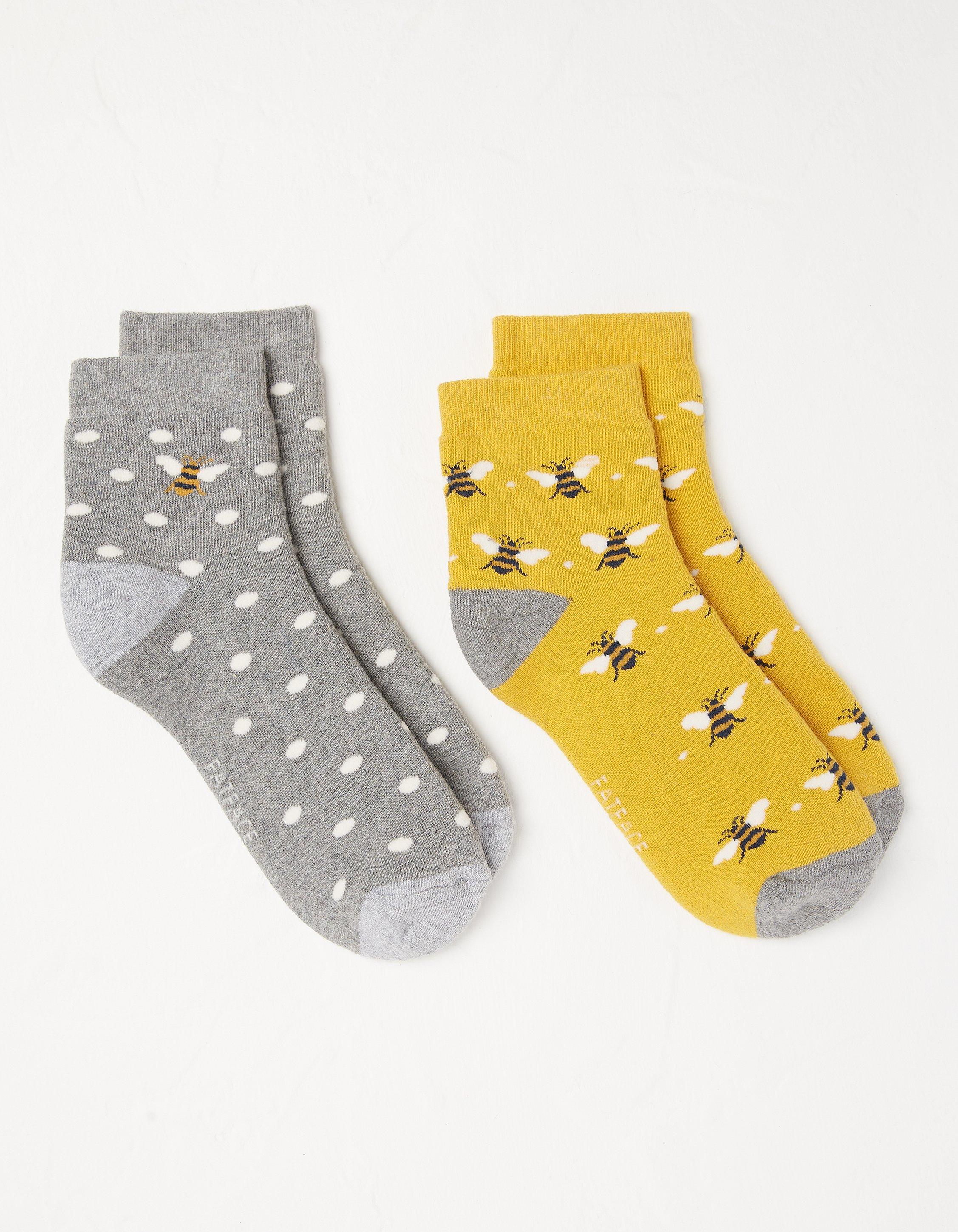 Two Pack Bee Short Welly Socks