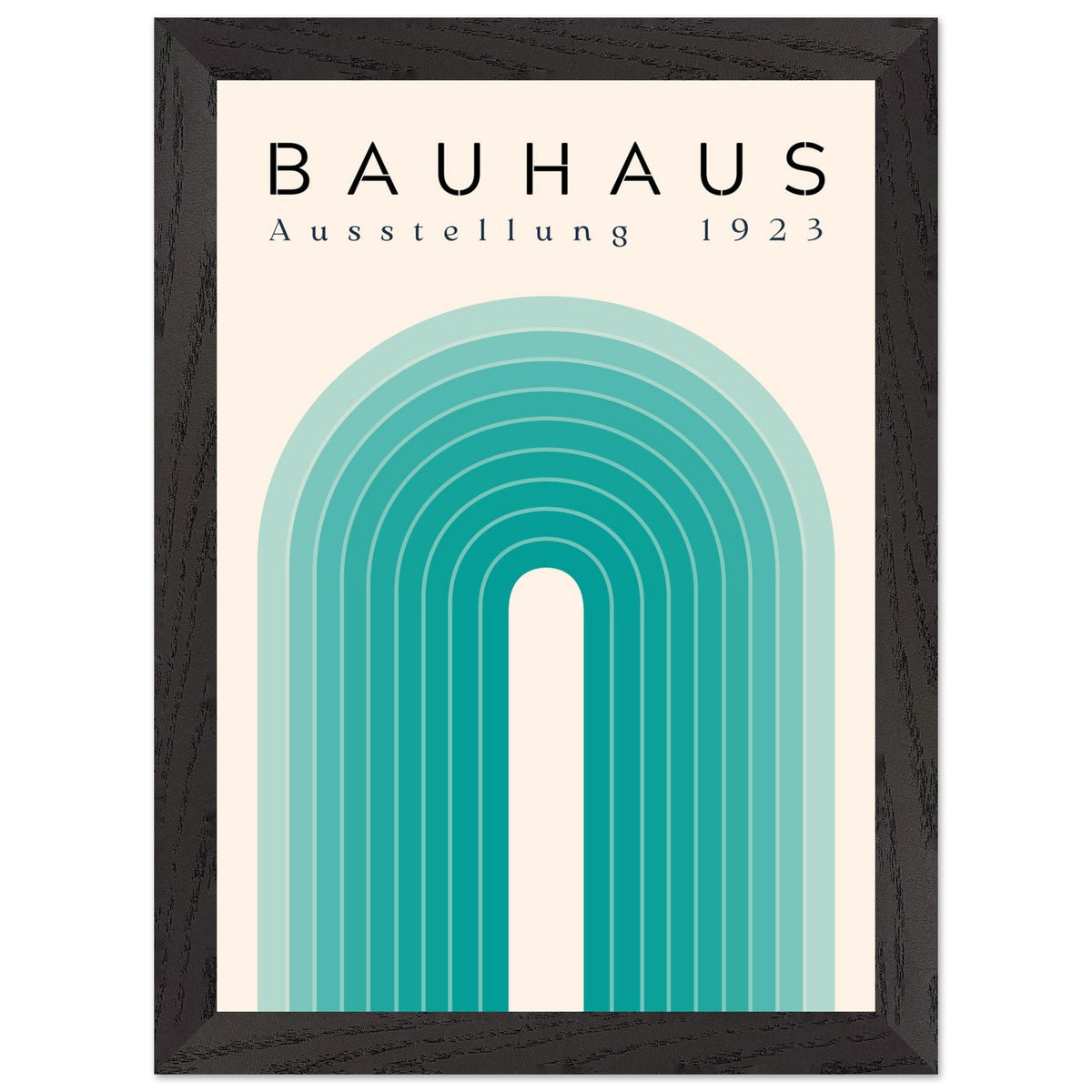 Artfulprints Poster met Lijst Bauhaus - Turquoise rainbow  - A4 21x29.7 cm - Turquoise