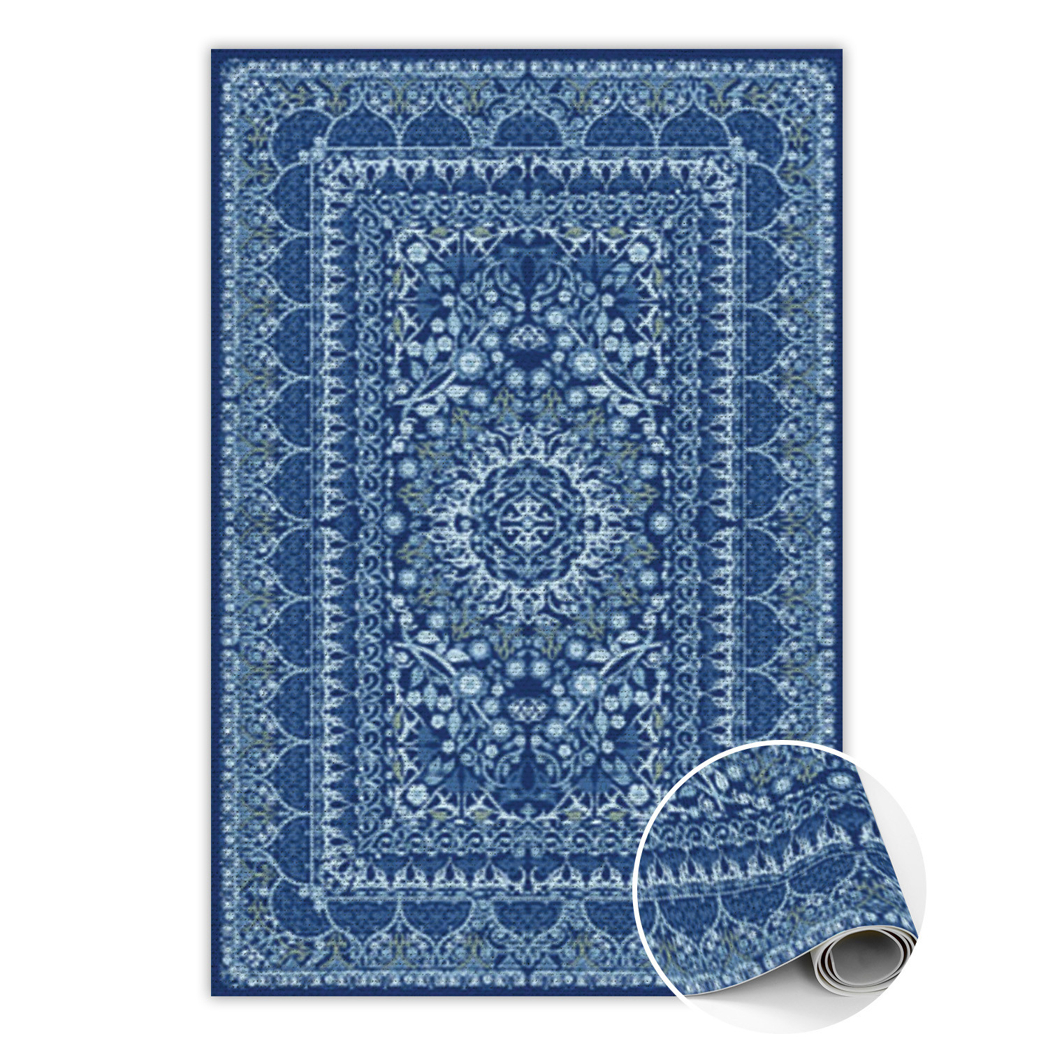 Modny dywan winylowy Niebieski antyczny styl 100 x 150 cm