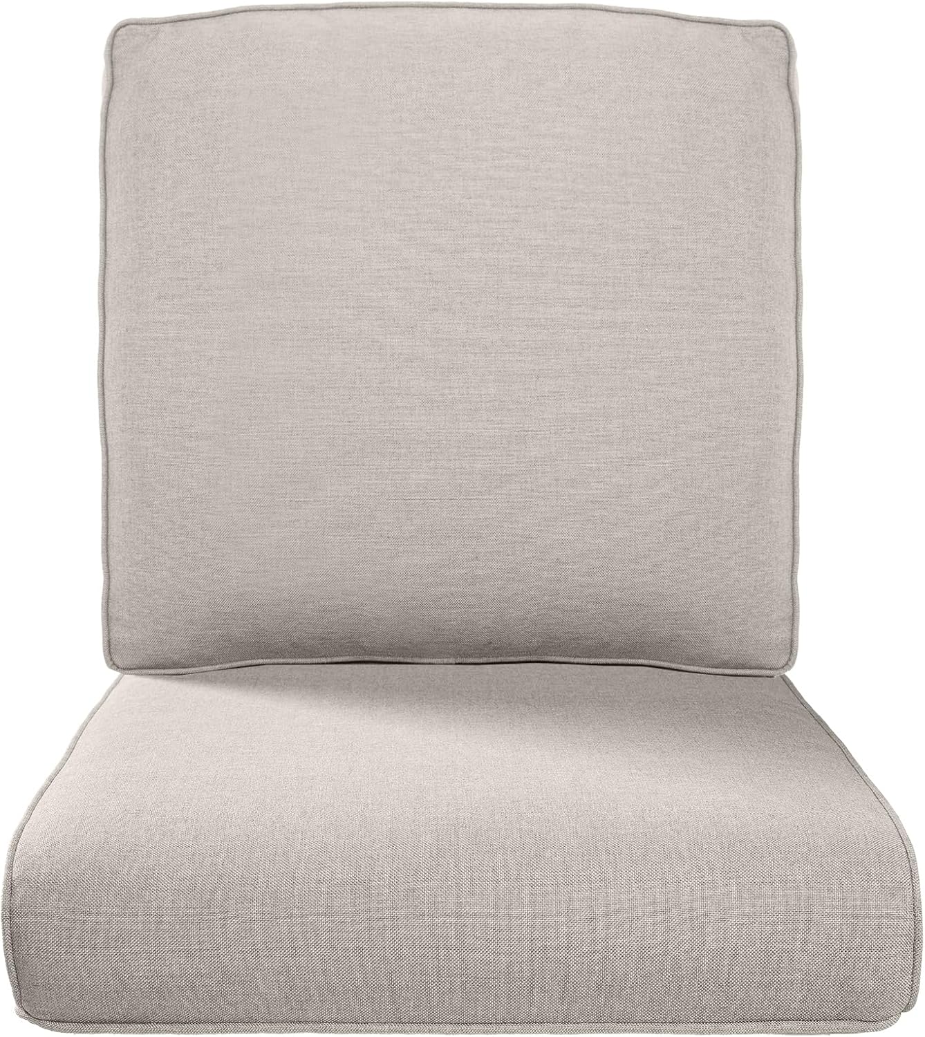 Pop 22x25/22x24 Outdoor Replacement Cushions - 1 Set High Back Deep Seat Patio Furniture Cushion for Wicker Dining Swivel Rocking Chairs Rattan Loveseat Couch Sectional Sofa - Beige/Classic