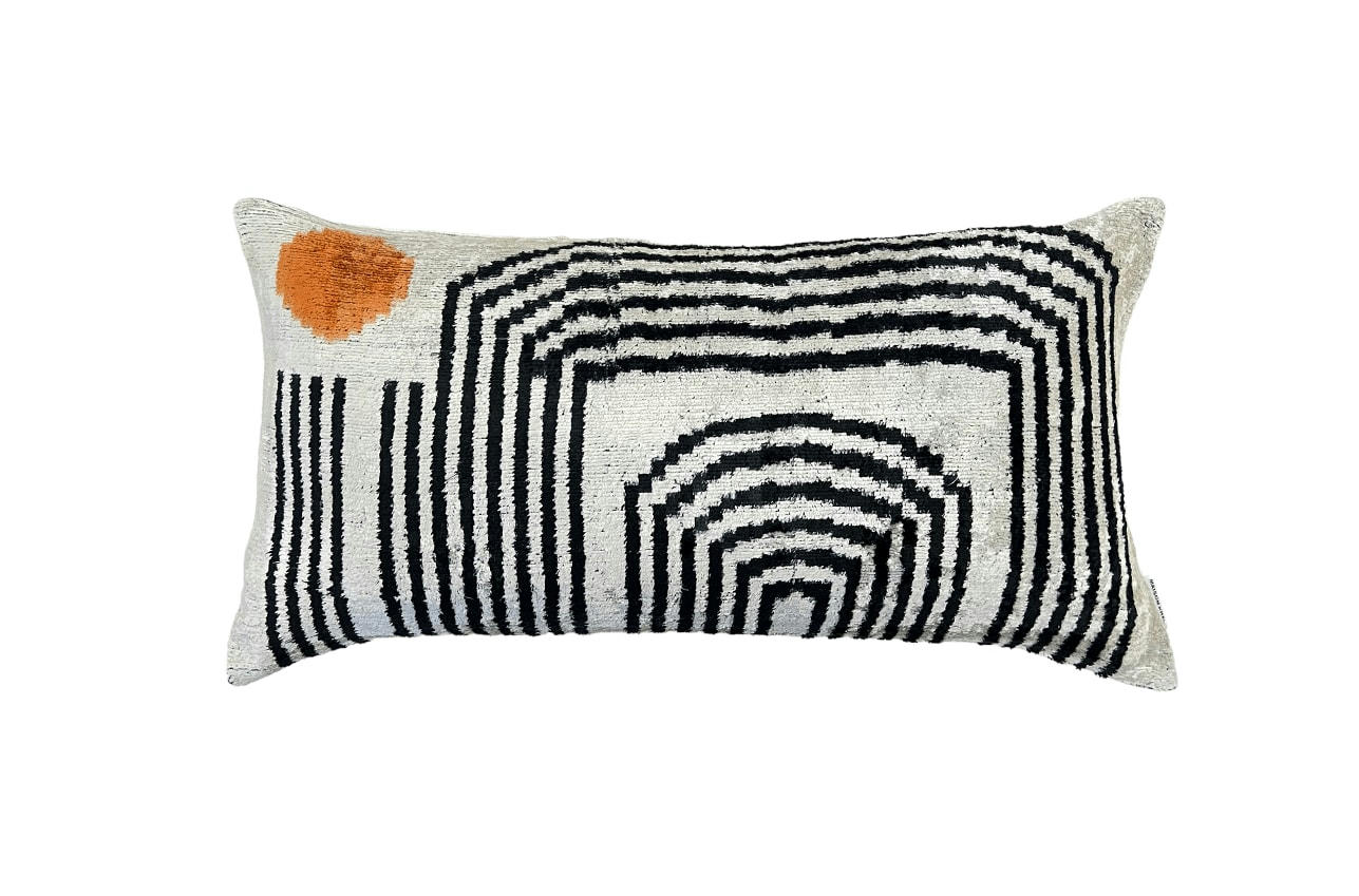 - Housse de coussin velours soie ikat   30x60 multicouleur