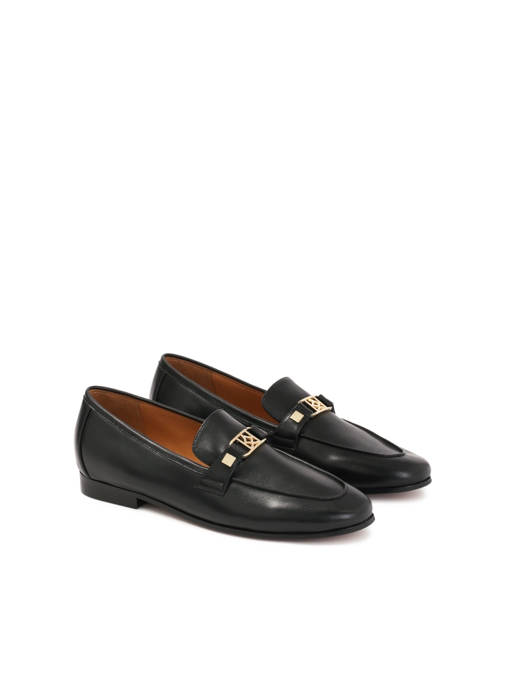 Monogrammed slip-on leather loafers