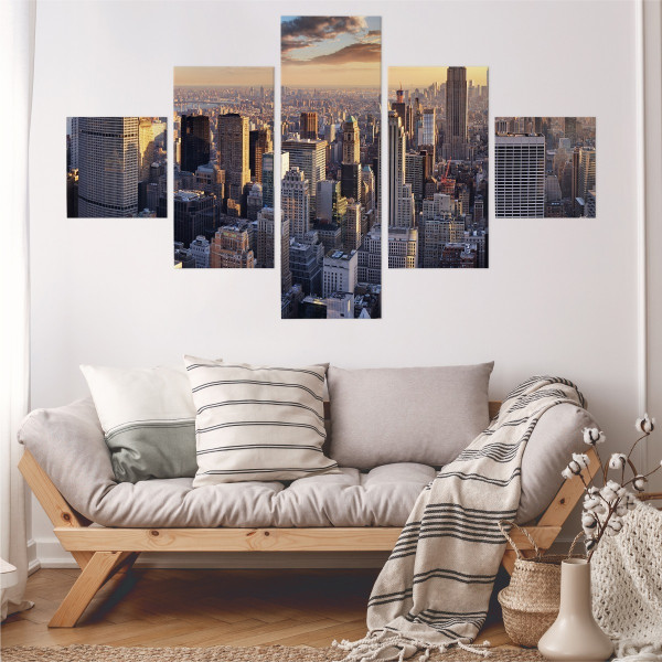 Obraz 5-Częściowy Panorama NYC Efekt 3D 150x90cm
