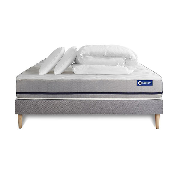 Pack sommier kit matelasLatex et mémoire de forme avec couette et oreillers