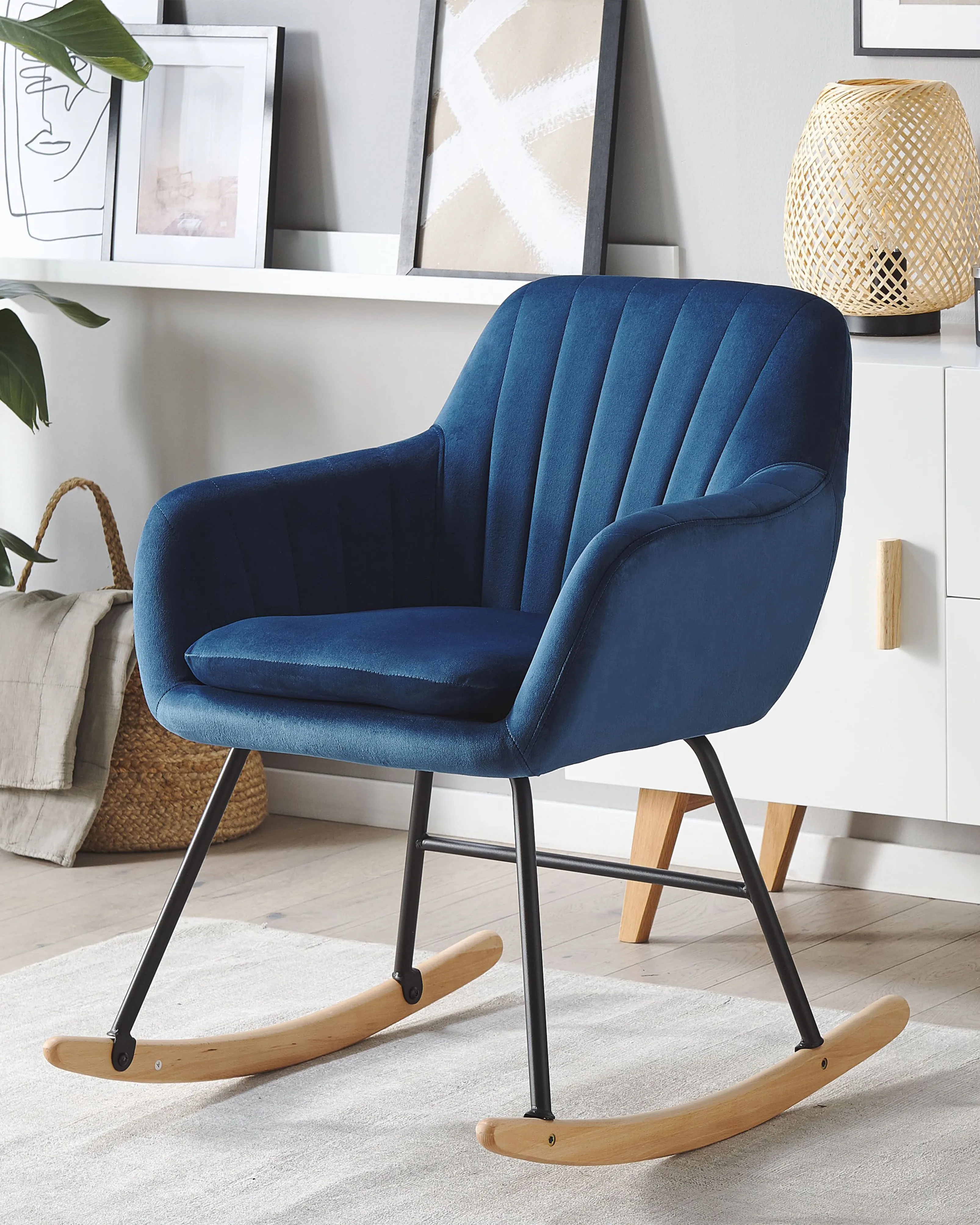Rocking Chair LIARUM Velvet Navy Blue