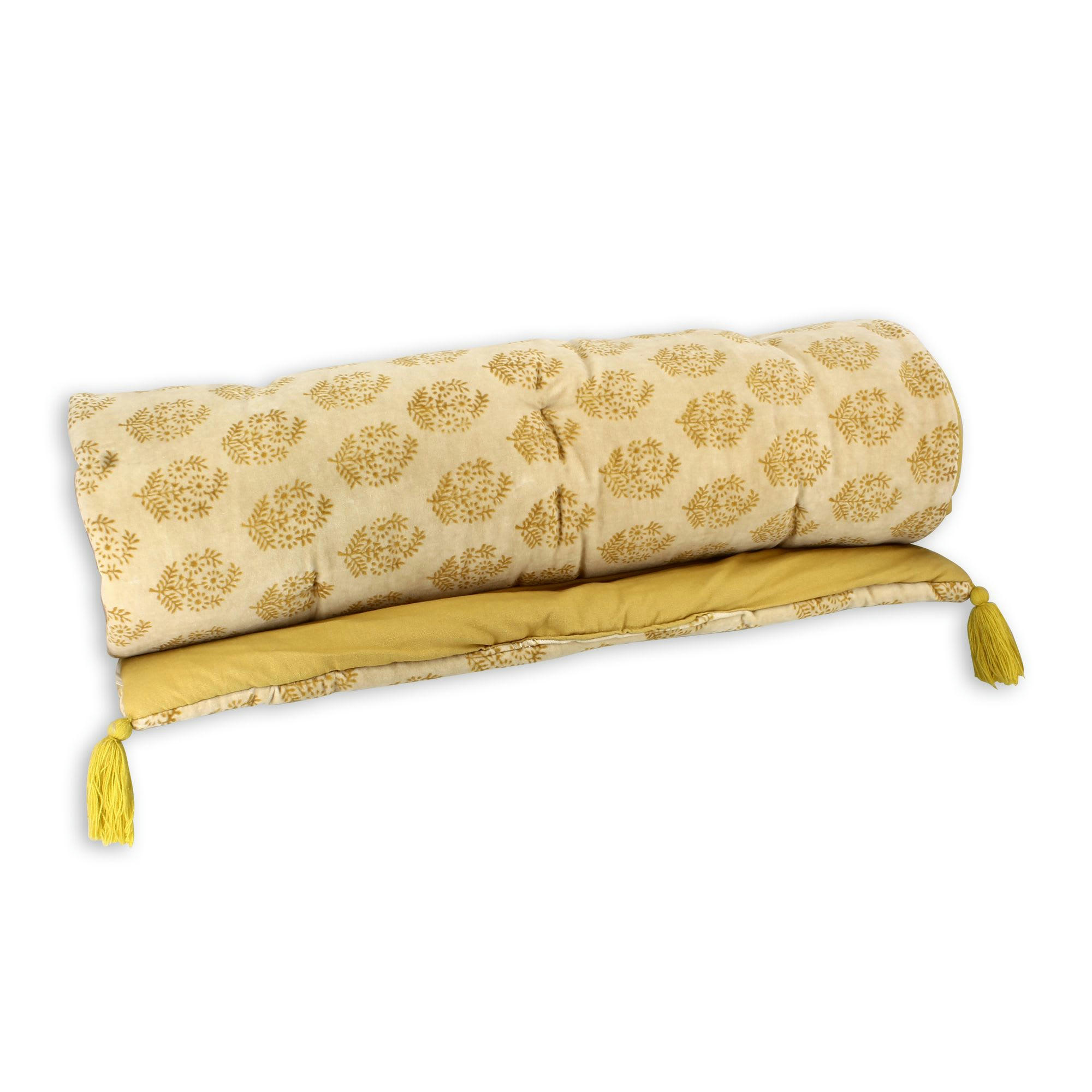 DORI - Couvre canapé en coton et velours jaune 180cm
