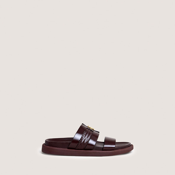 Mules à monogrammesen cuir marron foncé | WAC