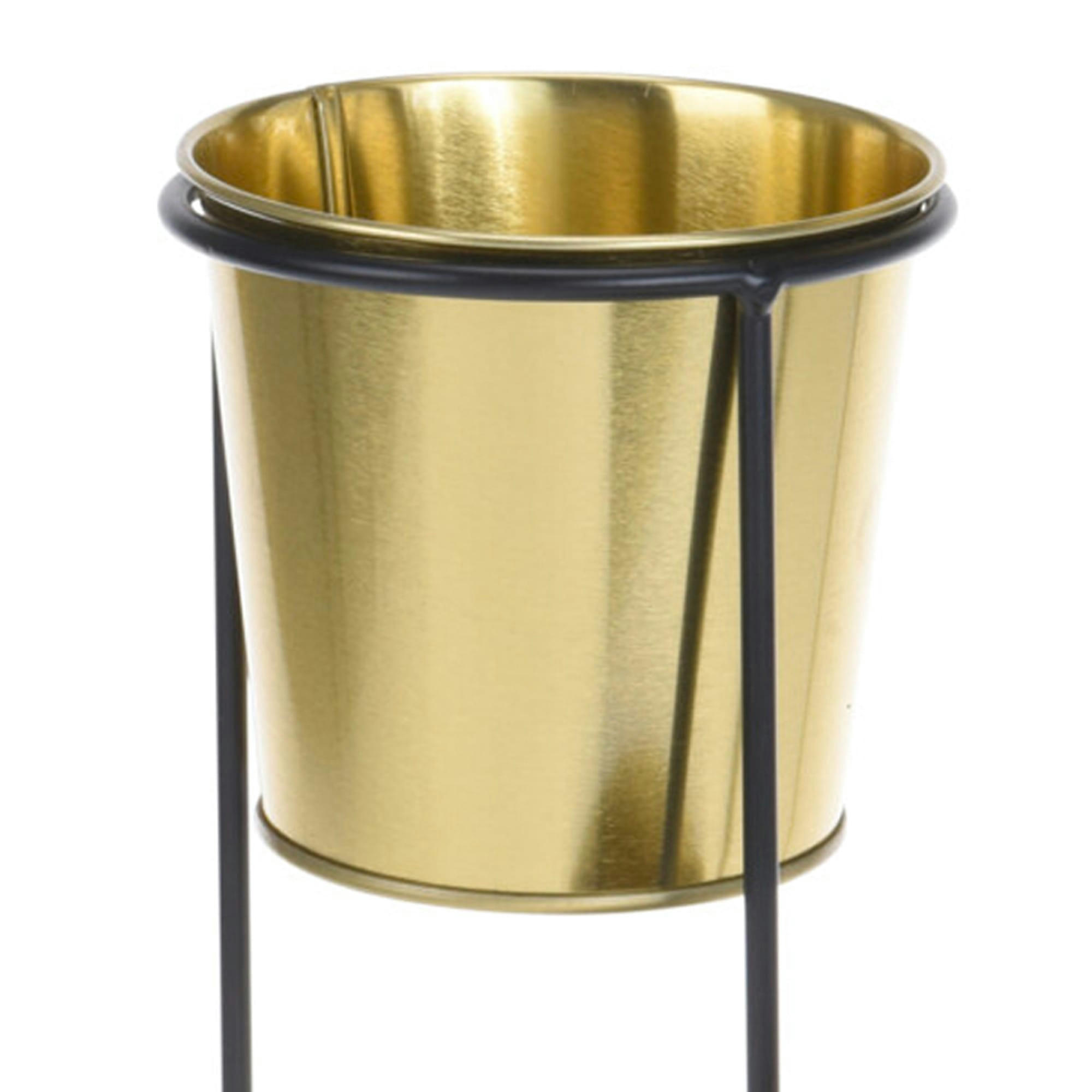 - Cache-pot métal noir et 3 pots dorés