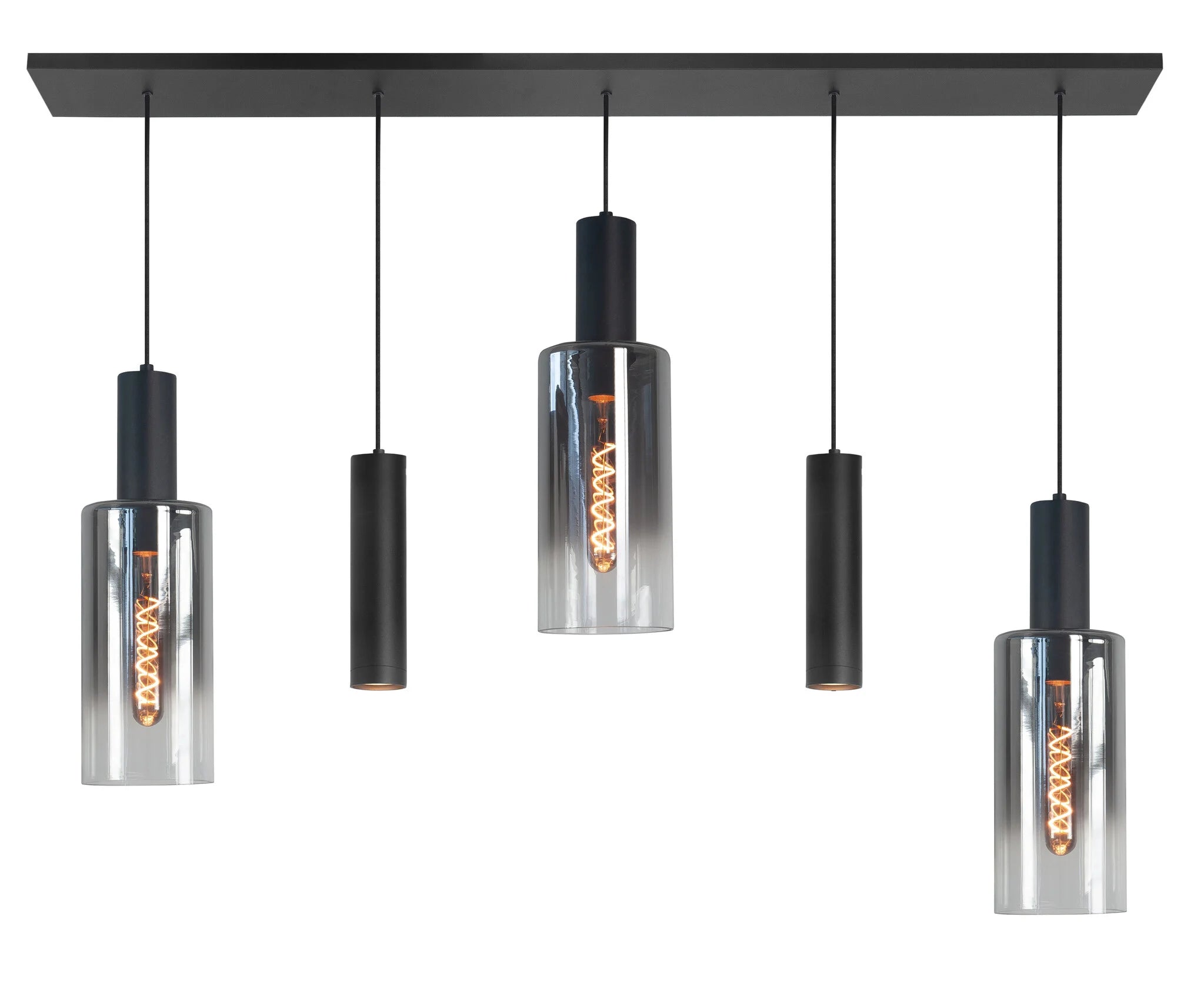 Highlight hanglamp Perugia - 5 lichts - 120 x 165  cm - zwart