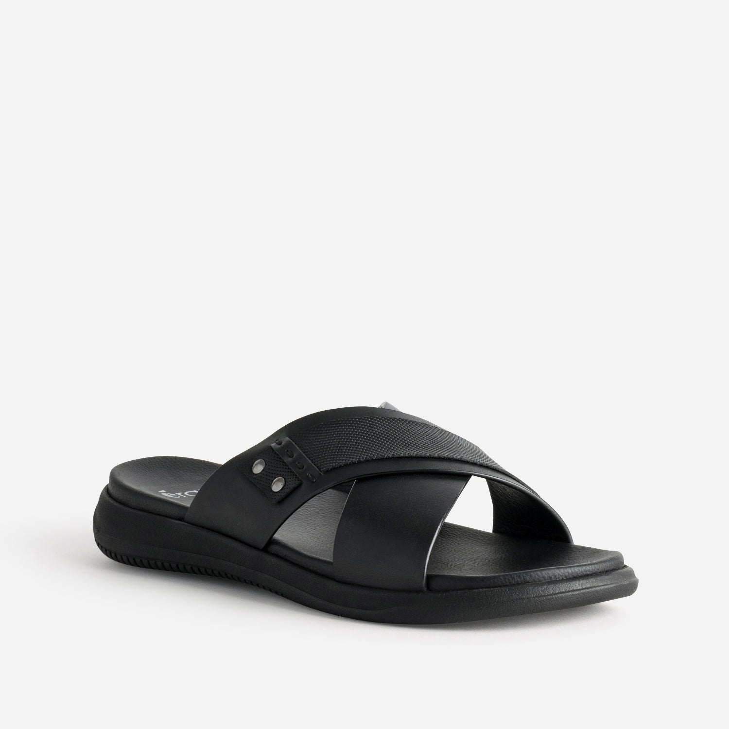 Mule noire cuir brides croisées