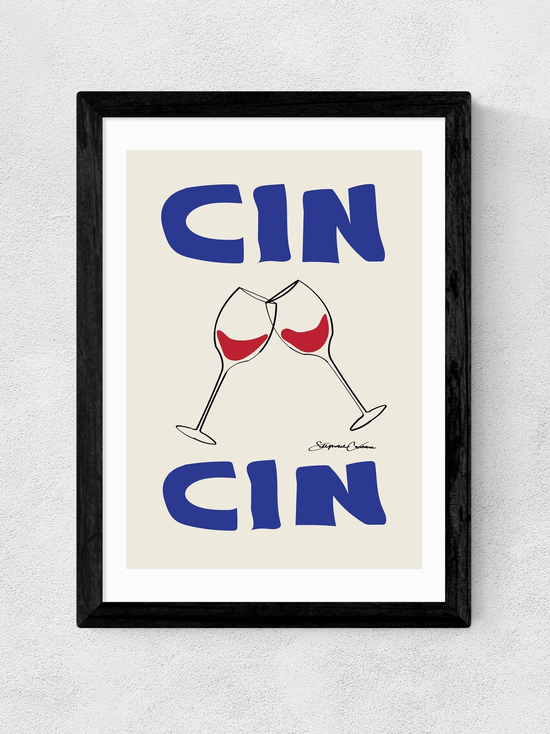 East End Prints Black Cin Cin Wall Art Print by Stephie Cardona