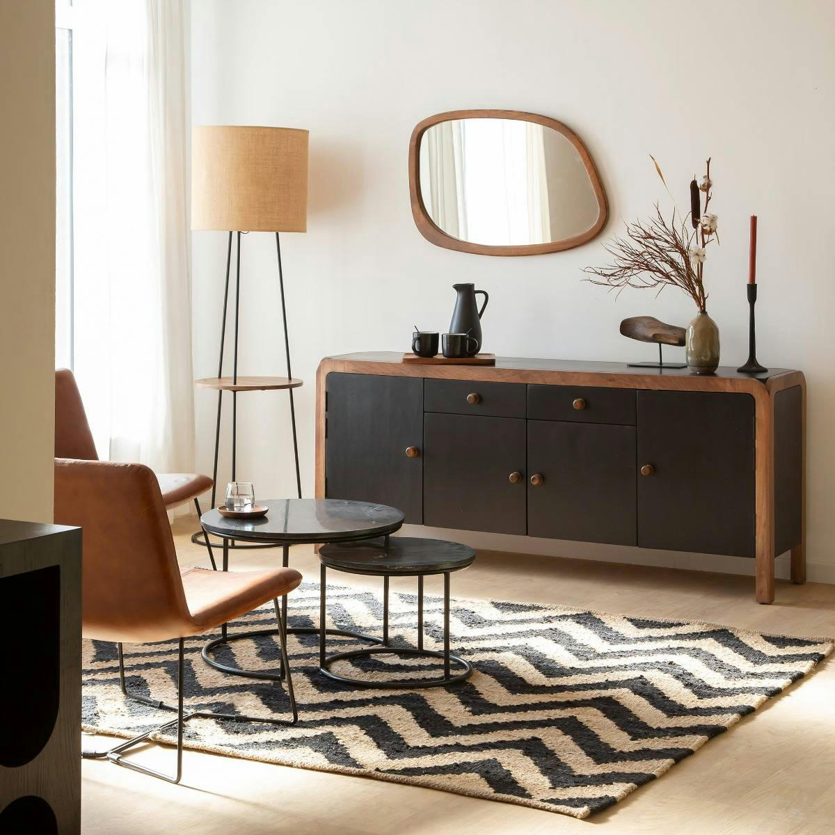 - Buffet en bois noir 177 cm