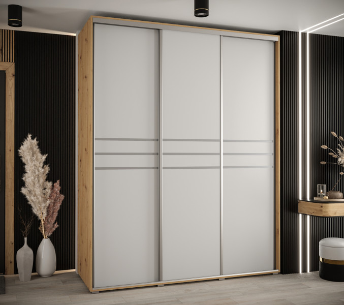 Szafa przesuwna 60 wysoka Davos 10 200 artisan biały srebrny