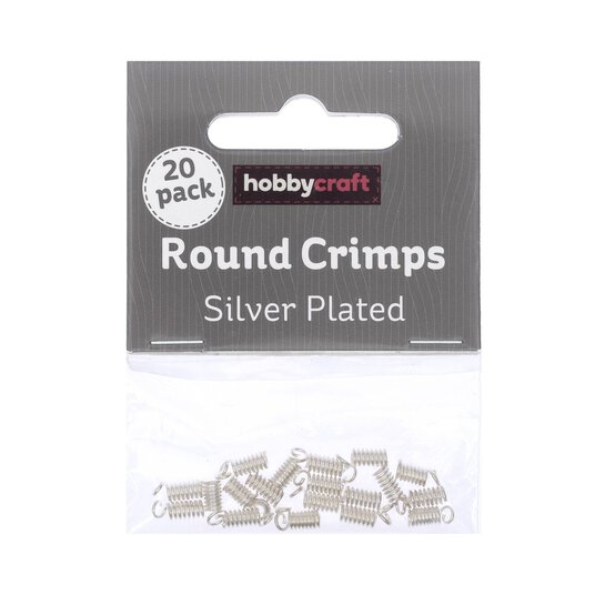 Silver-Plated Round Crimps 6mm 20 Pack