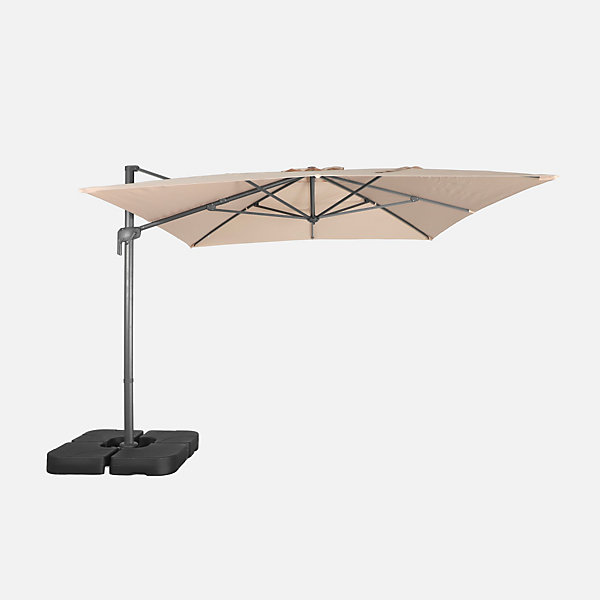 Parasol déporté rectangulaire 3x4m beige   dalles à lester 50x50cm - Antibes