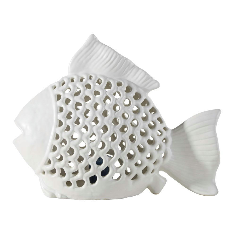 LAGOS - Lanterne poisson en céramique blanche