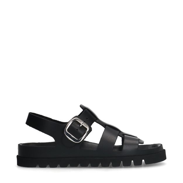 Zwarte leren sandalen
