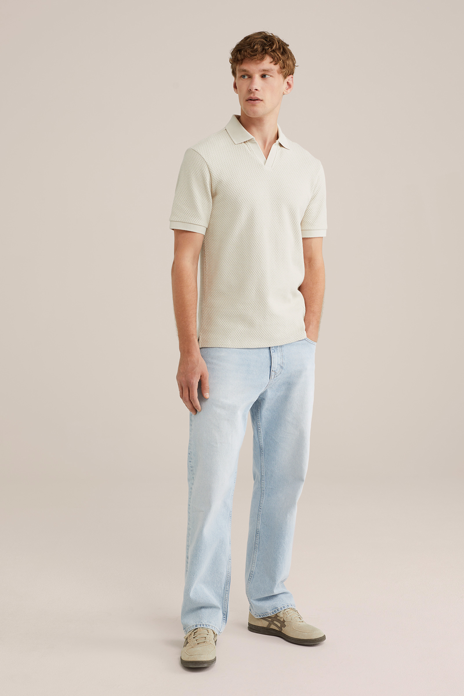 Heren Slim fit polo met structuur