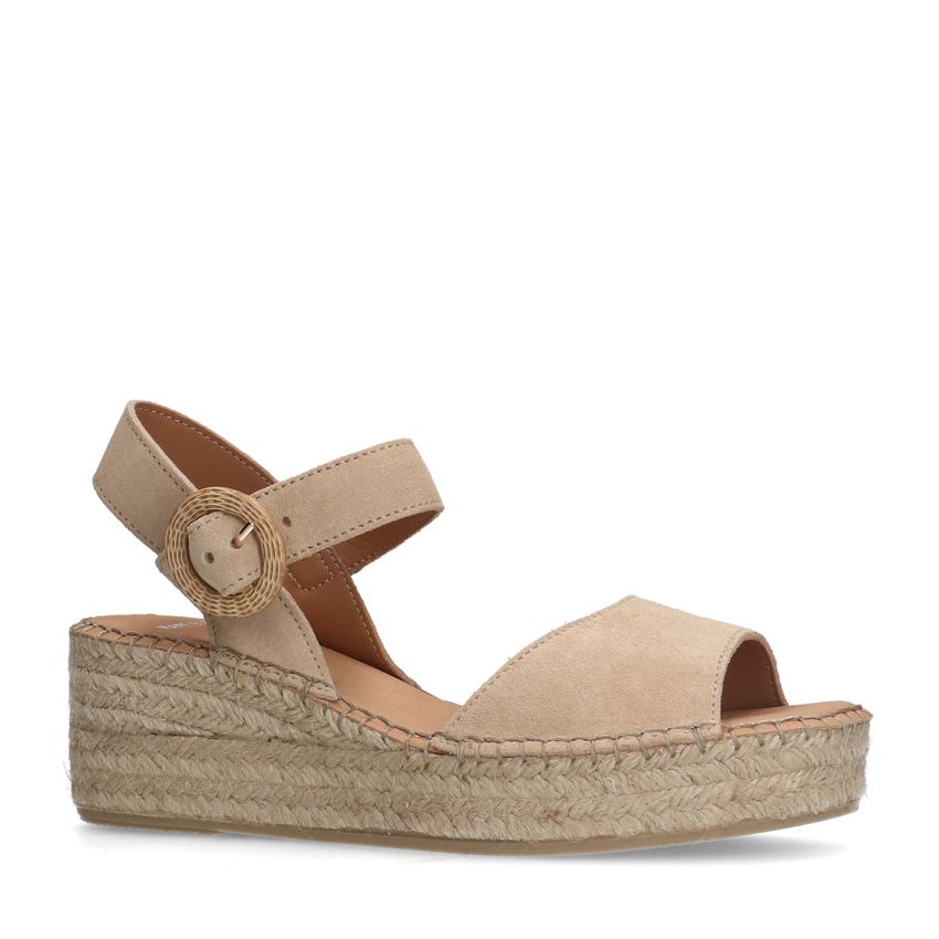 Manfield Beige suède sleehakken