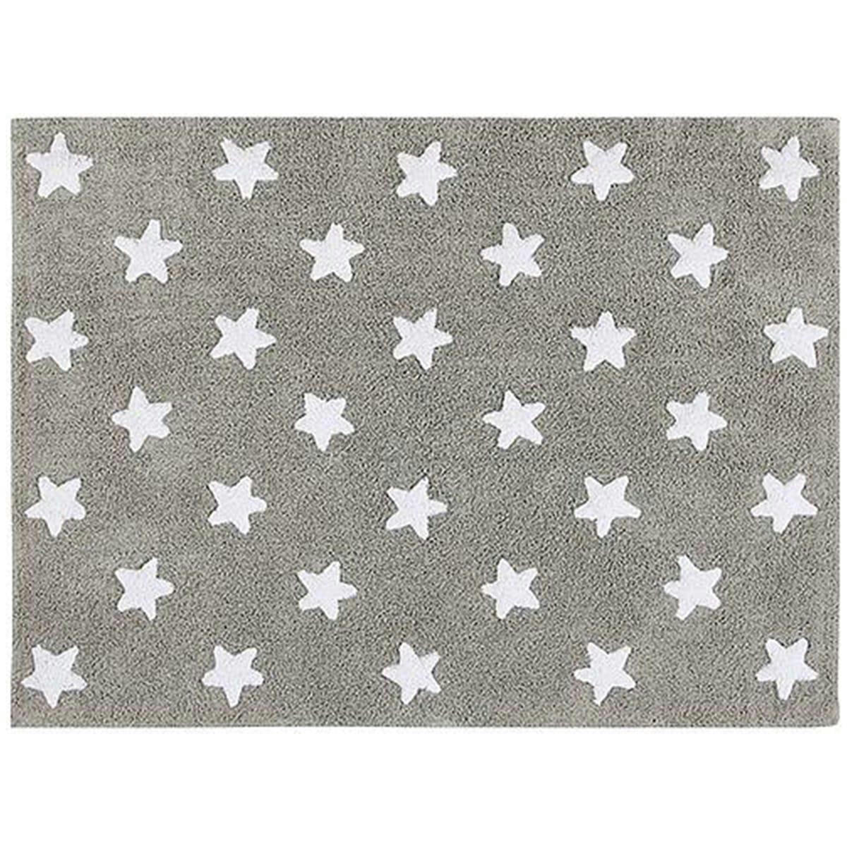 ÉTOILES - Tapis coton gris motif étoile 120x160