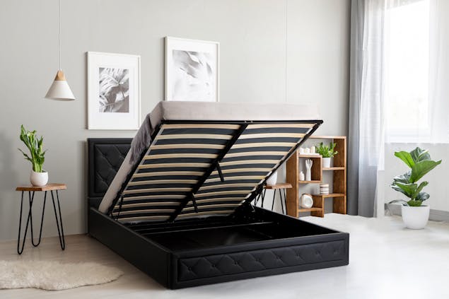 NNEKGE Winslow Gas Lift Bed Frame (Black)