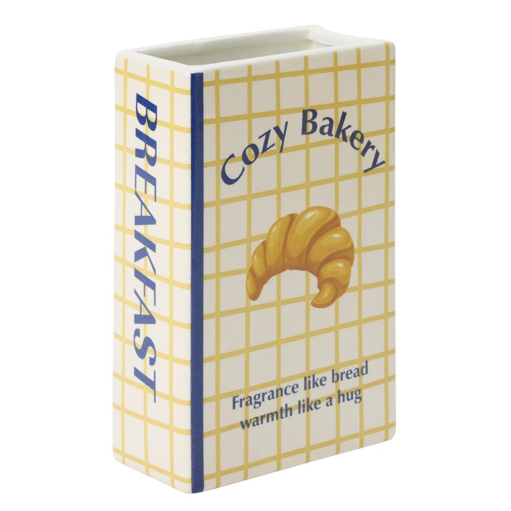 Vase céramique forme livre breakfast 13,5x6,5xH20cm (2 modèles croissant ou bretzel)