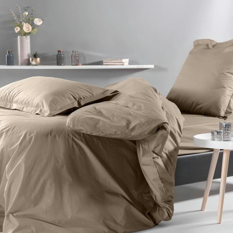 PERCALE MONTELEONE - Taie de traversin en Coton Taupe 2* 140 cm