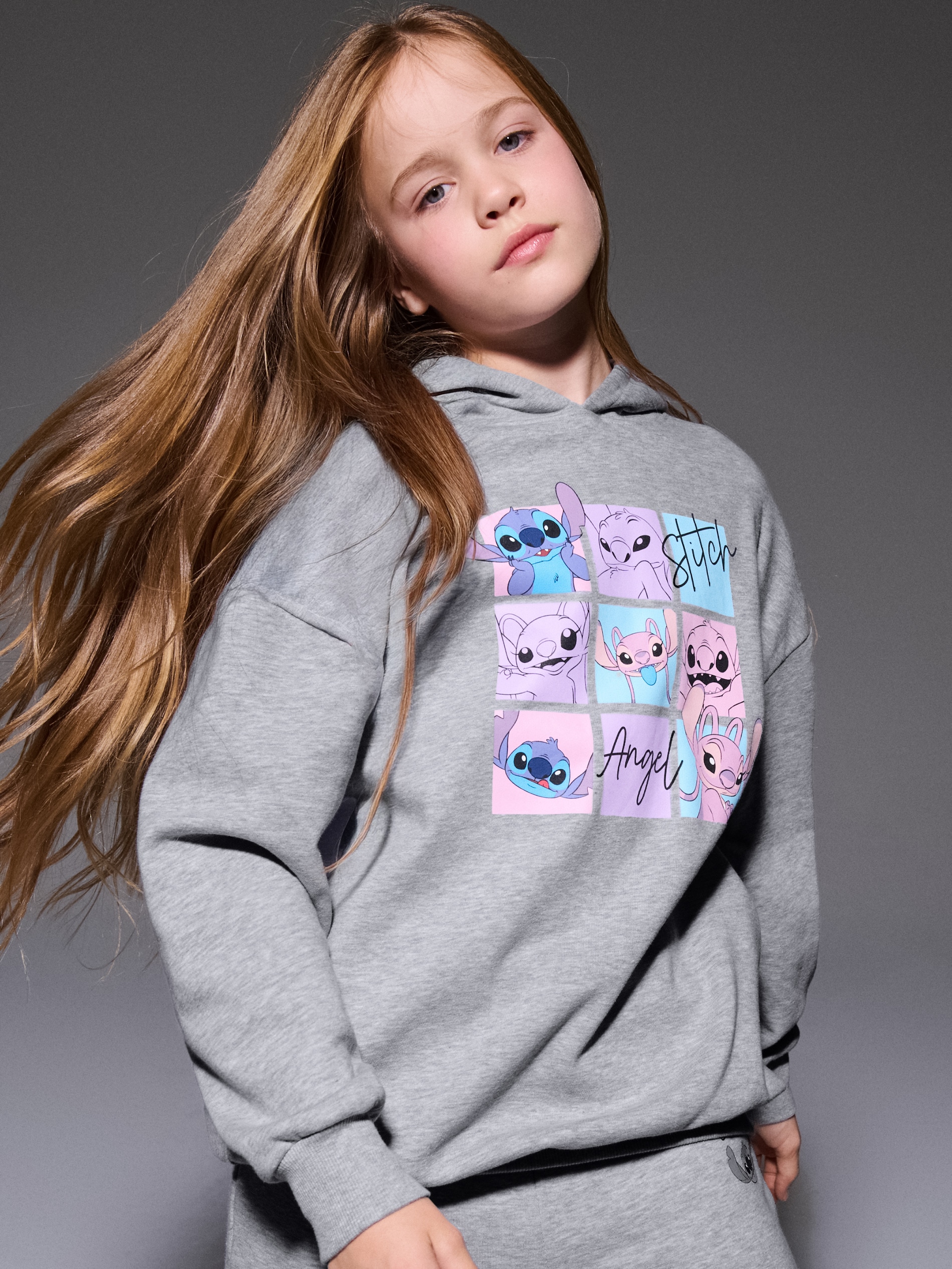 Bluza hoodie z nadrukiem Lilo & Stitch