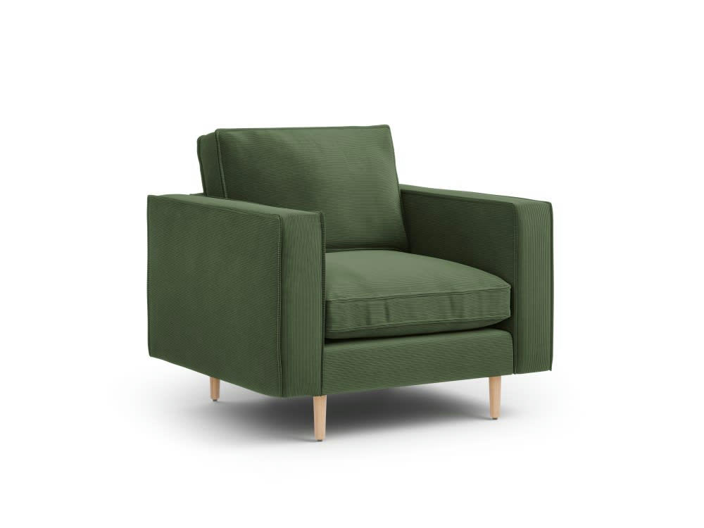 ALEXIS - Fauteuil 1 place en tissu structuré vert